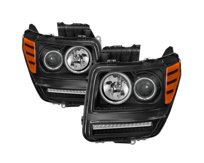 Pair Black Halo Projector Headlights w/ LED Signal for 2007-2012 Dodge Nitro 